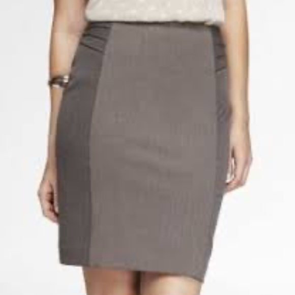 Express Two-Toned Gray Pintucked Pencil Skirt Size 2 - Picture 2 of 10